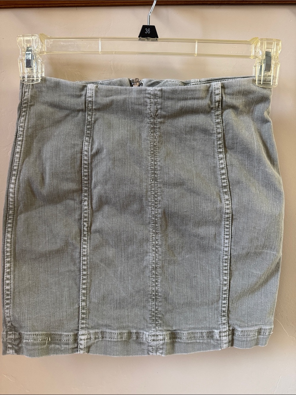 Free People Gray Panel Denim Mini Skirt